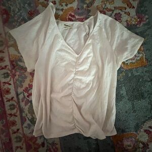 Madewell Cream Ruched Cap Sleeve Blouse